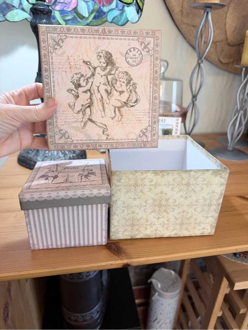 Set of 2 Ashland Signature Vintage-Style Decorative Keepsake Boxes